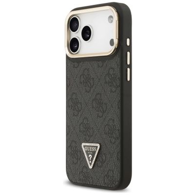 2. Guess 4G PU Dreieck-Logo & Standkamera Magsafe Hülle für iPhone 17 Pro Max - Schwarz