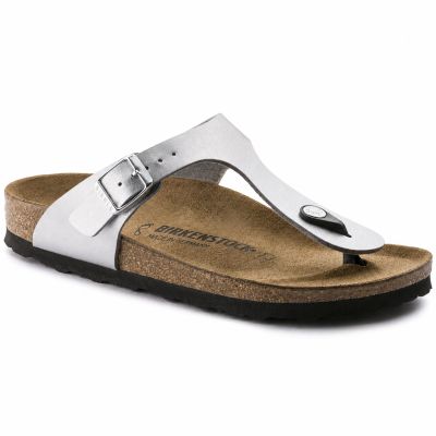 11. Birkenstock Gizeh Birko-Flor Damen Flip-Flops silber normal breit (0043851)