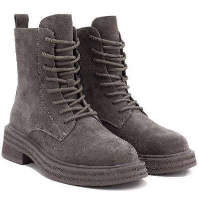 4. Damen-Ankle-Boots aus Leder, khakifarbenes Wildleder, Sergio Leone TR-02