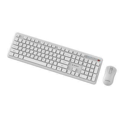 4. GEMBIRD Drahtloses Slim Pro Business Tastatur- und Maus-Set für den Schreibtisch, Weiß, RU-Layout