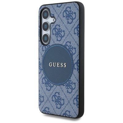 2. Guess 4G Round Patch Classic Logo MagSafe Hülle für Samsung Galaxy S25 Plus blau