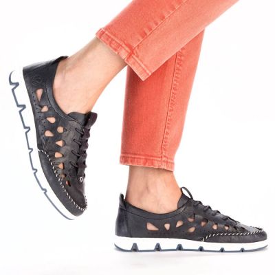 29. Rieker W RKR652 marineblaue durchbrochene Lederschuhe