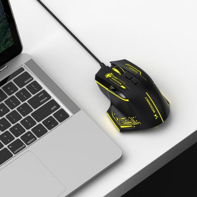 11. Wozinsky WMGK-1181W Kabelgebundene optische Gaming-Maus mit 7200 DPI und Hintergrundbeleuchtung – Schwarz und Gelb