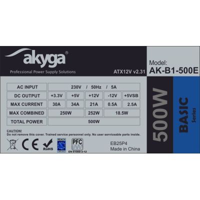 4. Akyga Basic AK-B1-500E Netzteil (500 W; passiv; 120 mm)