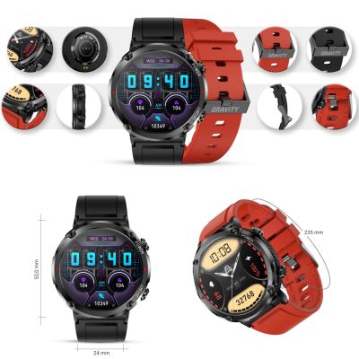 11. Gravity GT21-6 Smartwatch + rotes Silikonarmband