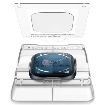 3. Spigen Elite Shield „EZ FIT“ 2-PACK Hybridglas für Apple Watch 10 (42 MM) – transparent