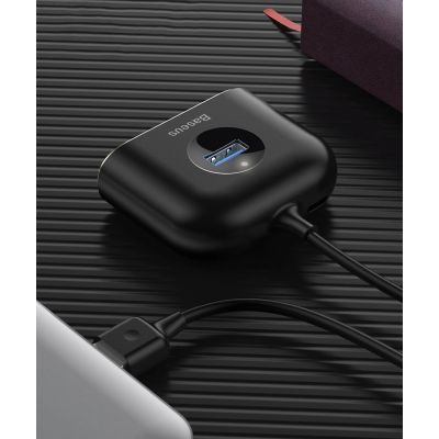 14. HUB Baseus Square USB-A auf 1x USB-A 3.2 Gen 1 / 3x USB 2.0 mit 1m Kabel - schwarz
