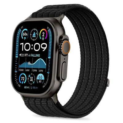 Tech-Protect Nylon-Sportarmband für Apple Watch 44 / 45 / 46 / 49 mm – Schwarz
