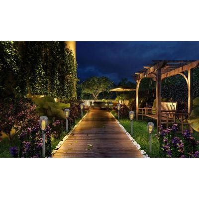 14. Solar-Taschenlampe mit tanzenden Flammen, 12 SMD-LEDs, 7,5 x 7,5 x 46,5 cm, 5er-Set