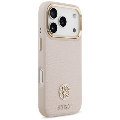 4. Guess Grained Strass Logo MagSafe Hülle für iPhone 17 Pro - Pink