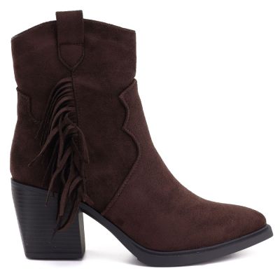2. Gefütterte Damen-Cowboystiefel mit Fransen, Schokoladenbraun, M.Daszyński MR2520-1