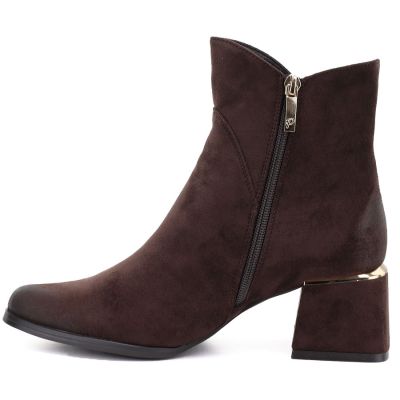 3. Potocki Stiefeletten aus Wildleder mit hohem Absatz für Damen in Schokoladenbraun, Größe S12875