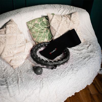 4. HULA-HOP-SET HHW12 SCHWARZ MIT PROJEKTIONEN UND HMS-GEWICHT + GÜRTEL BR163 SCHWARZ ÜBERGRÖSSE