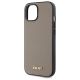 6. DKNY MagSafe iPhone 15 Hülle mit genarbtem Metalllogo – Beige