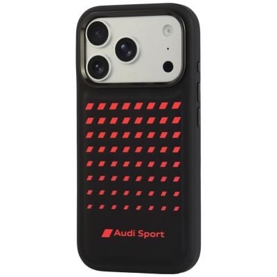 3. Audi Sport MagSafe-Hülle aus Kunstleder für iPhone 18 Pro / 17 Pro – Schwarz