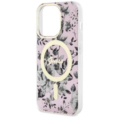 6. Guess GUHMP14LHCFWSP iPhone 14 Pro 6.1" pink/pink Hardcase Flower MagSafe