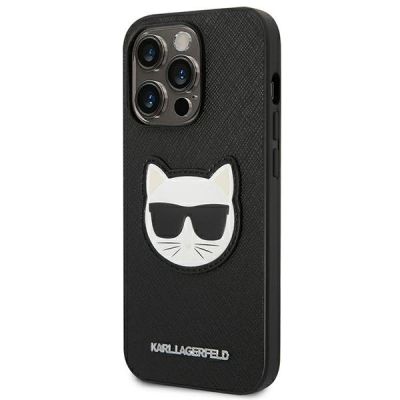 2. Karl Lagerfeld Saffiano Choupette Head Patch Case für iPhone 14 Pro Max – Schwarz