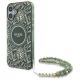 Guess IML Flowers Allover Electro With Pearl Strap MagSafe Hülle für iPhone 16 Plus – Grün