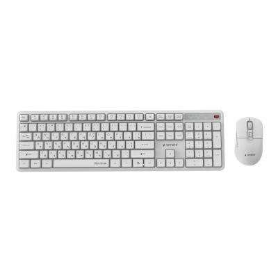 GEMBIRD Kabelloses Tastatur- und Maus-Set Silent Key Pro Business, Weiß, Russisches Layout