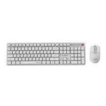 GEMBIRD Kabelloses Tastatur- und Maus-Set Silent Key Pro Business, Weiß, Russisches Layout