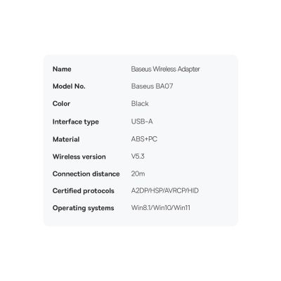 21. Baseus BA07 Bluetooth-USB-Adapter – Schwarz