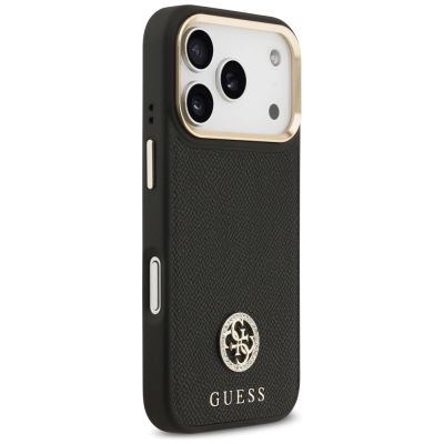 4. Guess Grained Strass Logo MagSafe Hülle für iPhone 17 Pro - Schwarz