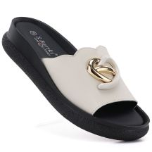 Beige Leder-Keilsandalen für Damen S.Barski KV61-6046