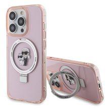 Karl Lagerfeld KLHMP15XHMRSKCP iPhone 15 Pro Max 6,7" rosa/rosa Hardcase Ringständer Karl&Choupette MagSafe