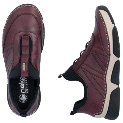4. Komfortable Damen-Slipper in Bordeauxrot Rieker 45975-35