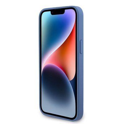 5. Guess GUHCP15XP4TDPB iPhone 15 Pro Max 6,7" blau/blaues Hardcase Leder 4G Triangle Strass