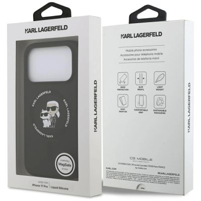 8. Karl Lagerfeld Silikon-Hülle Karl&Choupette Ring MagSafe für iPhone 17 Pro - Schwarz