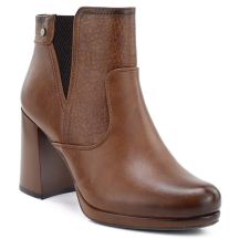 Damen-Ankle-Boots mit Blockabsatz und Plateau, gefüttert, braun, M.Daszyński AF125B-1