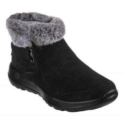 5. Skechers ON-THE-GO JOY FIRST GLANCE Damen Winterstiefel aus Wildleder mit Fell, Schwarz (144041-BKGY)