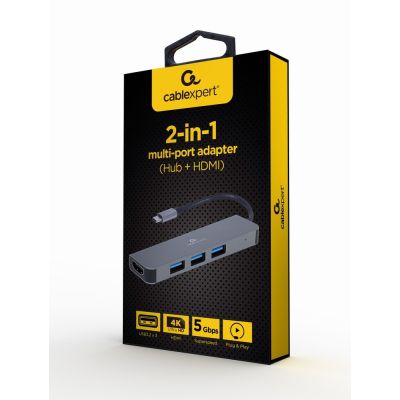 2. GEMBIRD 2-in-1 USB-Type-C-Multi-Adapter (USB-Hub + HDMI)