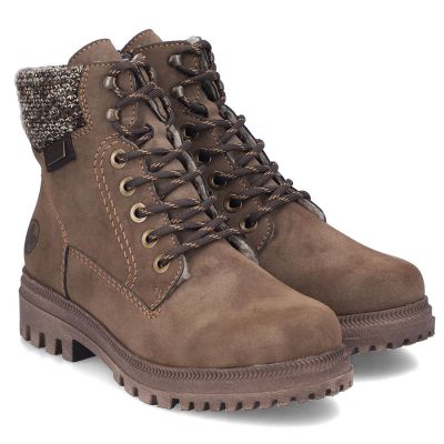 5. Bequeme braune Trapperstiefel für Damen von Rieker, Modell Y7621-25