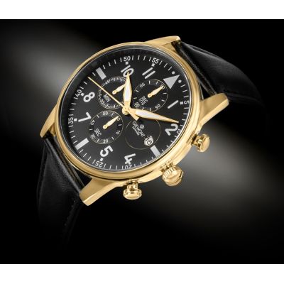 2. Giewont Herrenuhr Chronograph Saphir Schwarz und Gold GW5630-A4