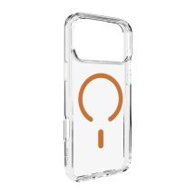 Puro Lite Mag TPU+PC Hülle kompatibel mit MagSafe für iPhone 17 Pro - Transparent mit orangefarbenem Ring
