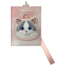 Nimmy Big Eyed Pet 2.0 Kartenetui mit Katzenmotiv, Rosa