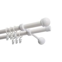 Doppel-Gardinenstange Ø 19 mm, weiß, 400 cm, Knauf MAX mit Ringen KOWALSKI