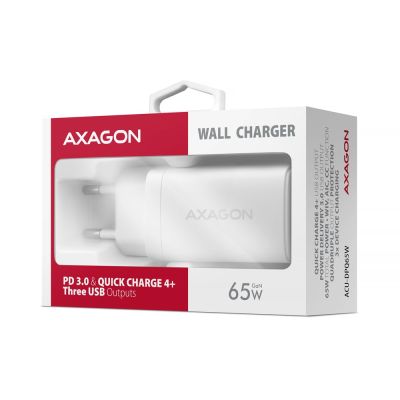 9. Axagon ACU-DPQ65W Universelles Ladegerät für Mobilgeräte, Weiß, AC-Schnellladefunktion, intern
