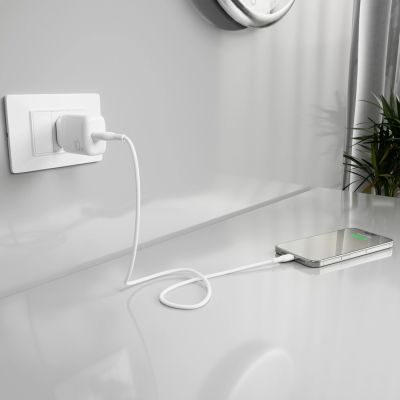 8. Puro PROLITE 10W USB-A Wandladegerät + USB-A - USB-C Kabel 1,2m - weiß