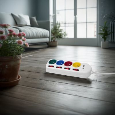 13. MACLEAN 4-fach Steckdosenleiste mit 2 USB-Anschlüssen MCE229W