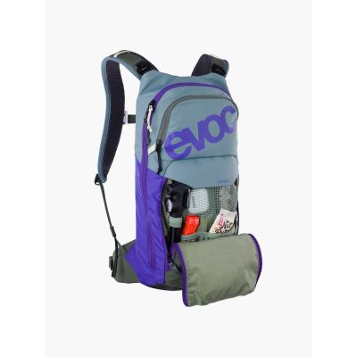 3. EVOC Stage 6 Trinkrucksack mit Trinkblase 2 und Wasserreservoir, Stahlviolett Dunkeloliv