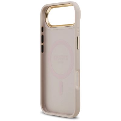 7. Guess 4G Strass Logo & Big Strap Metal Buttons MagSafe Case für iPhone Air - Pink