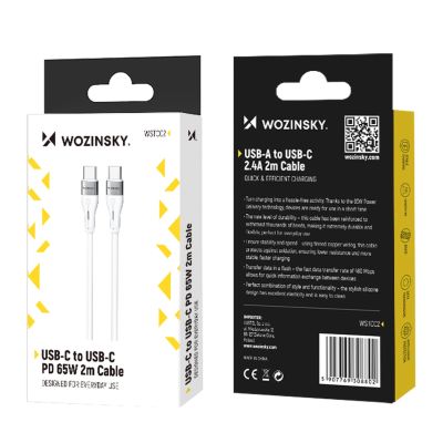 5. Wozinsky WSTCC2 USB-C / USB-C PD 65W Kabel 2 m - Weiß