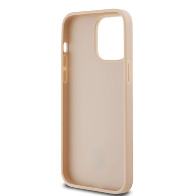 7. DKNY Lederhülle mit kariertem Monomuster und bedruckten Streifen für iPhone 14 Pro Max – Rosa
