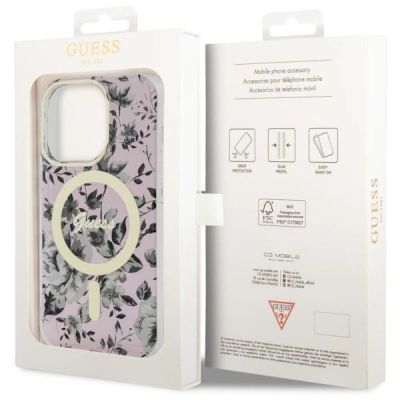 8. Guess GUHMP14XHCFWSP iPhone 14 Pro Max 6.7" pink/pink Hardcase Flower MagSafe