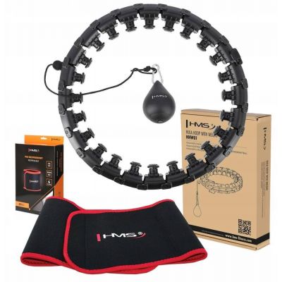Hula Hop HMS HHW01 mit Gewicht und Vorsprüngen schwarz + BR163 roter Gürtel inklusive