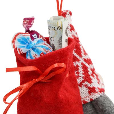 9. Dekorativer Weihnachtsmann mit Geschenktüte, 15 cm, grau