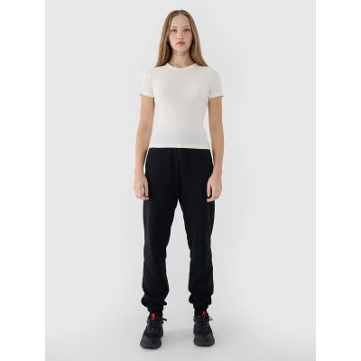 5. Schmales geripptes Damen-T-Shirt 4F 4FWSS25TTSHF1968-11S